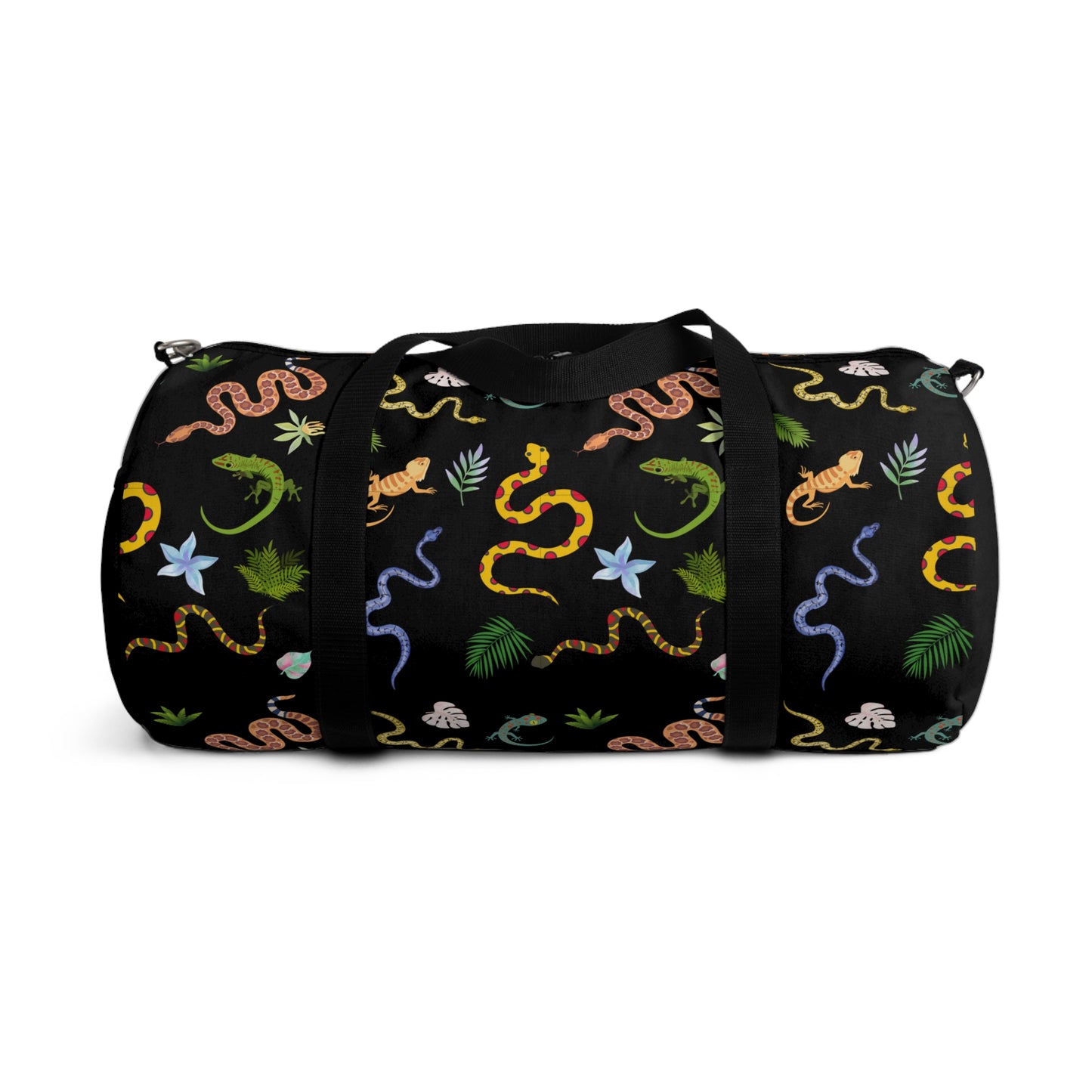 Whimsical Dancing Reptile Print Duffel Bag for Adventurers, Gym Tote, Travel Companion, Eco-Friendly Sports Bag, Perfect Gift for Animal Lovers