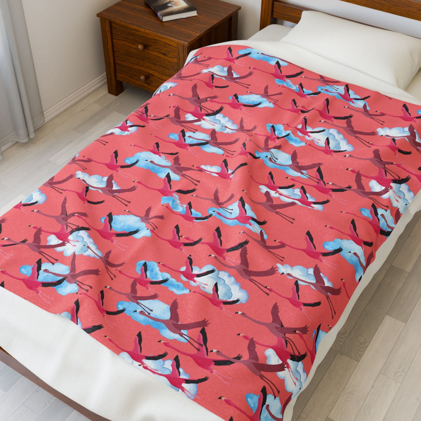 Flying Flamingo Velveteen Plush Blanket