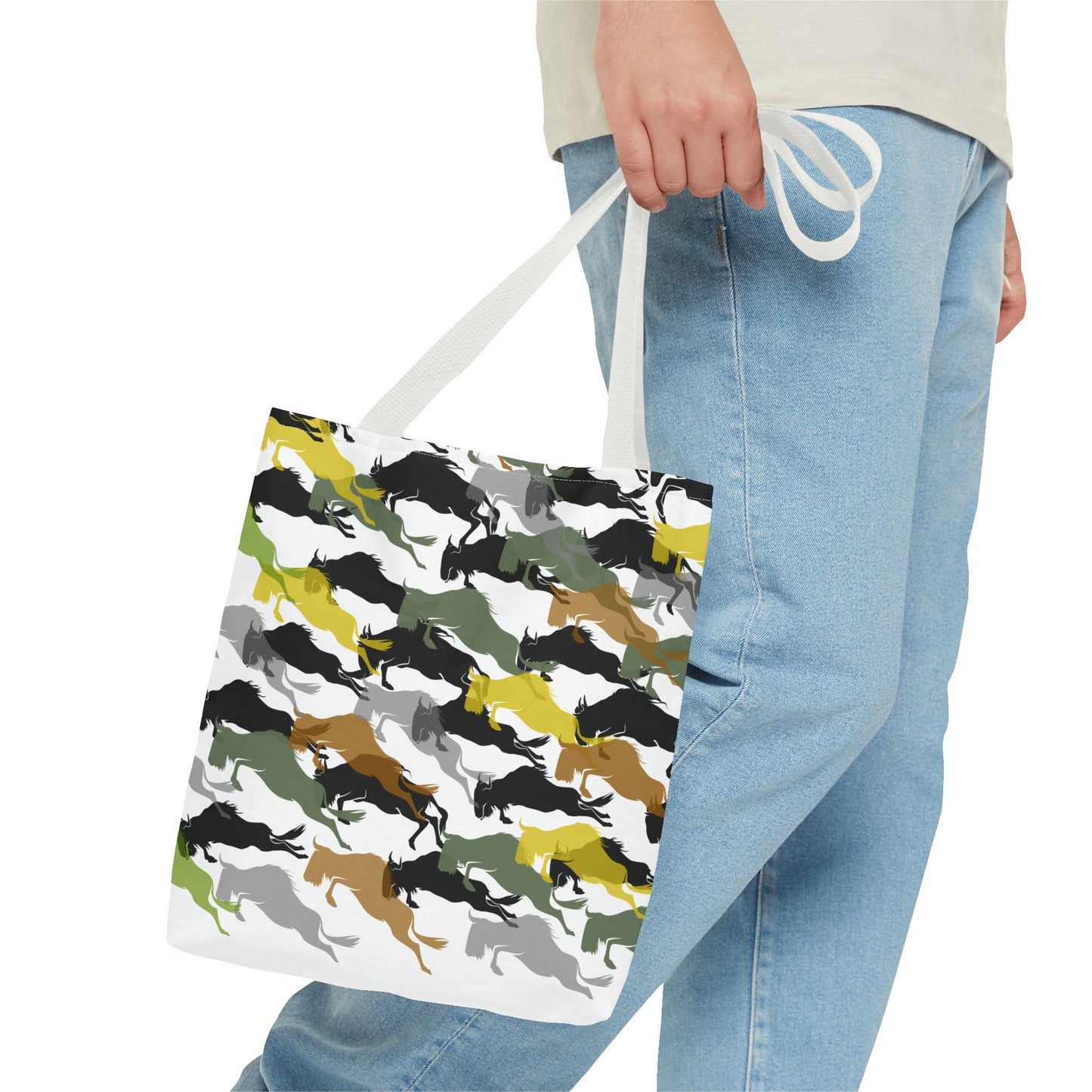 Wildebeest Crossing Tote Bag - White