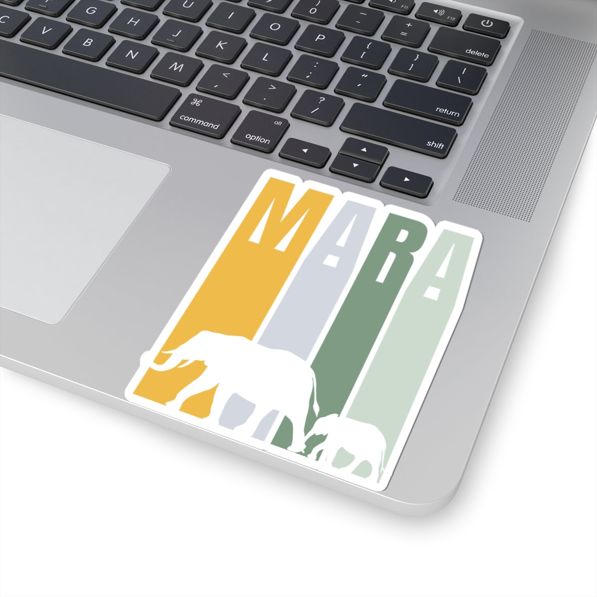 Safari Themed, Mummy and baby Elephants, Masai Mara, Green Yellow, Vibrant Kiss-Cut Stickers for Laptop, Scrapbooking, Gifts, Eco-Friendly Decor, Customizable Designs