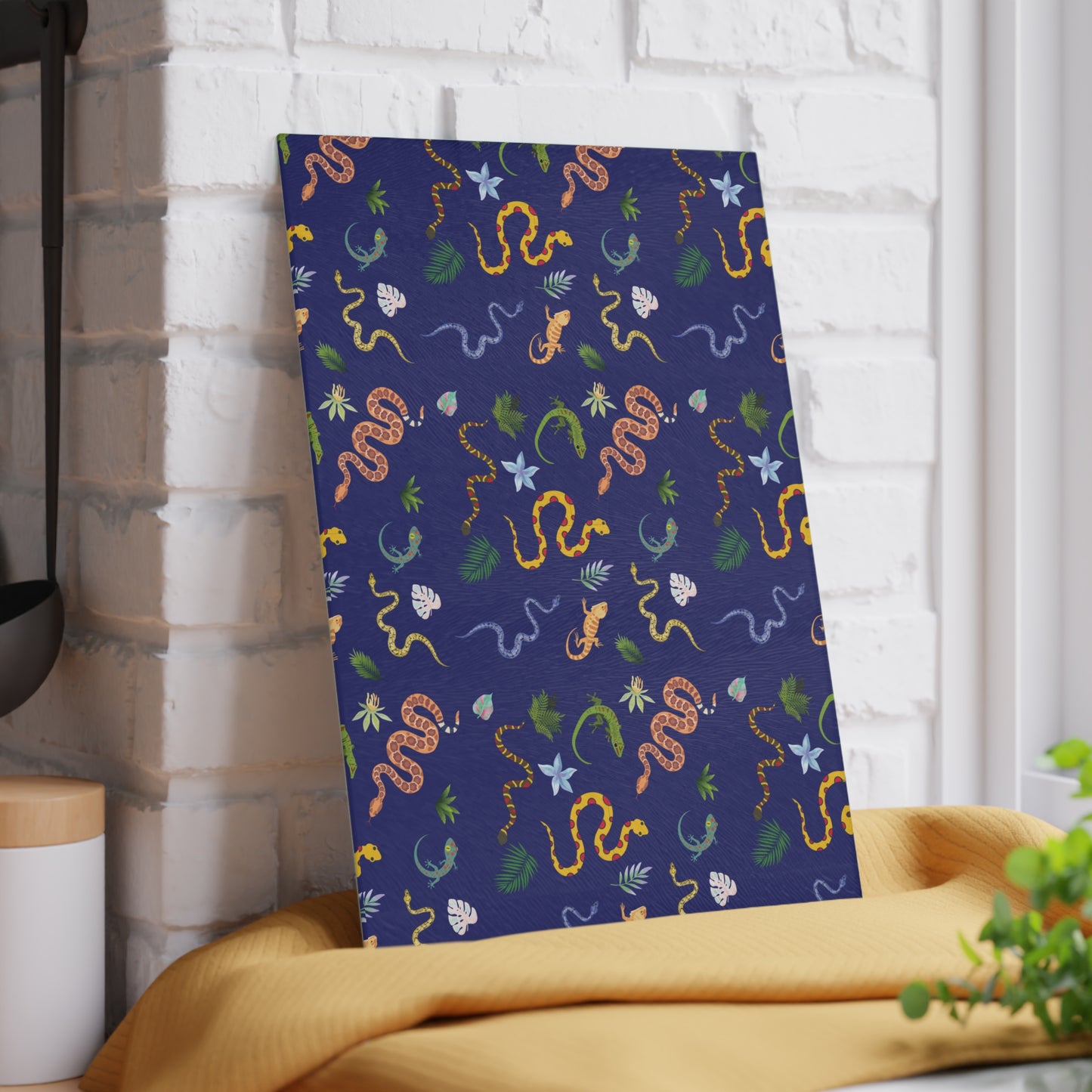 Dancing Reptile Glass Cutting Board