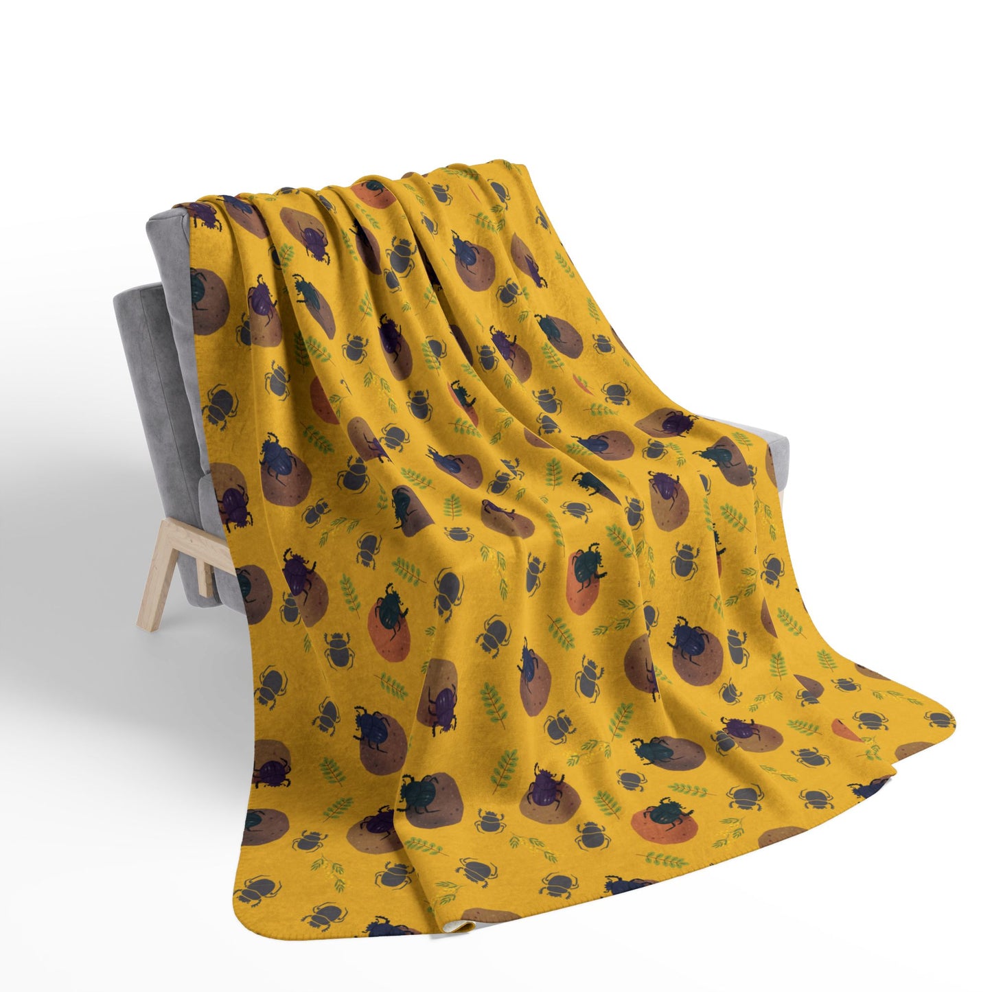 Dung Beetle Fleece Sherpa Blanket
