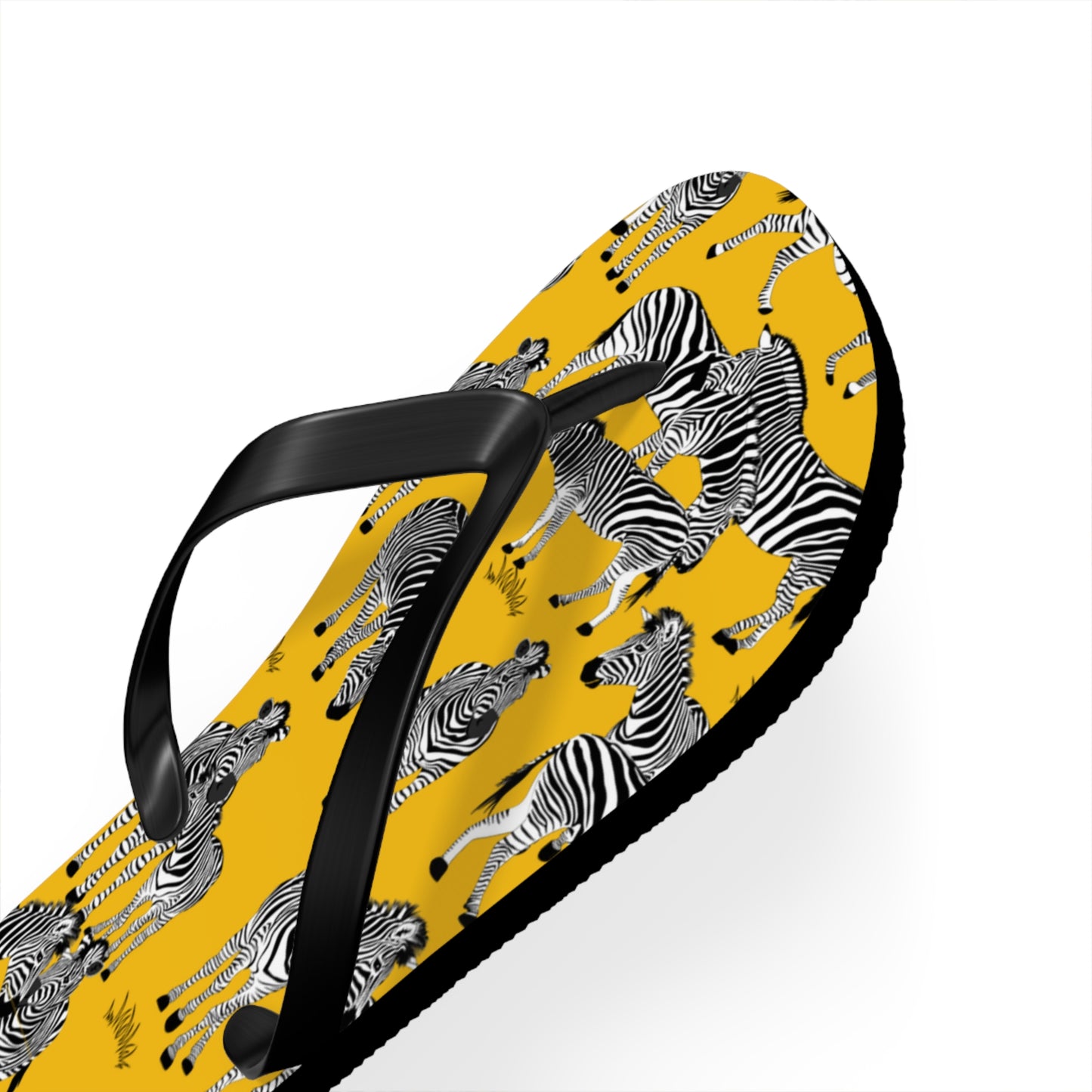 Zebra Print Flip Flops (Yellow), Summer Sandals, Beach Footwear, Vacation Essentials, Gift for Nature Lovers, Cute Outdoor Wear