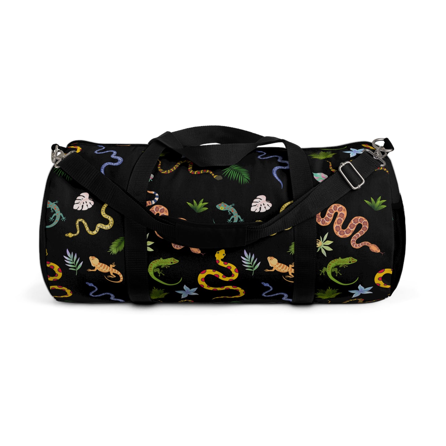 Whimsical Dancing Reptile Print Duffel Bag for Adventurers, Gym Tote, Travel Companion, Eco-Friendly Sports Bag, Perfect Gift for Animal Lovers