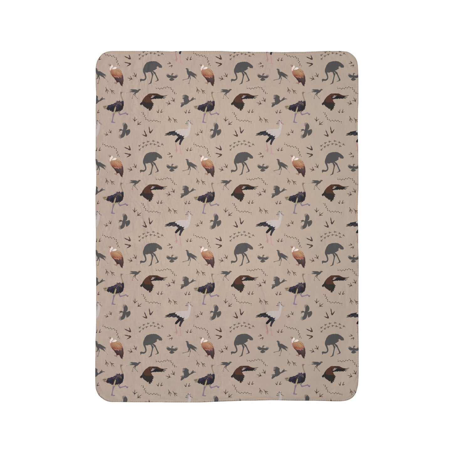 Safari Bird Fleece Sherpa Blanket (Blush Clay)
