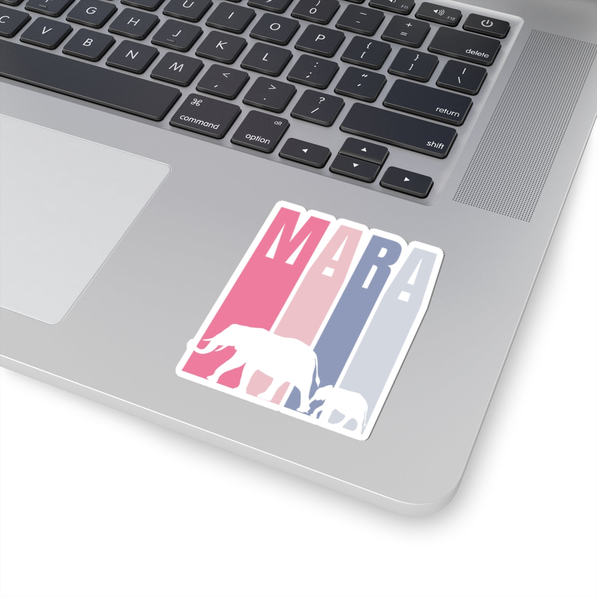 Safari Themed, Mummy and baby Elephants, Masai Mara, Pink, Vibrant Kiss-Cut Stickers for Laptop, Scrapbooking, Gifts, Eco-Friendly Decor, Customizable Designs