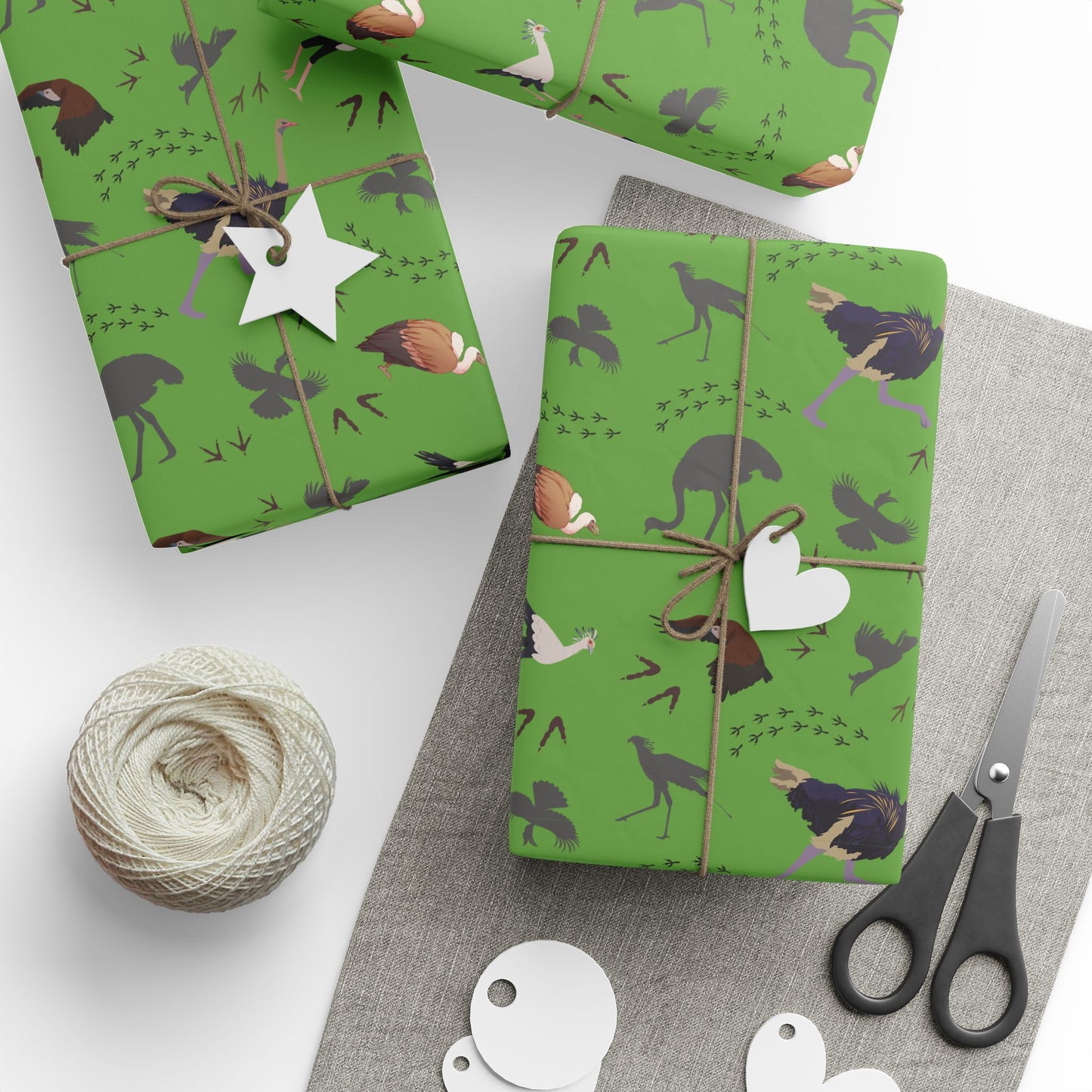 Whimsical Safari Bird Wrapping Paper (Green)