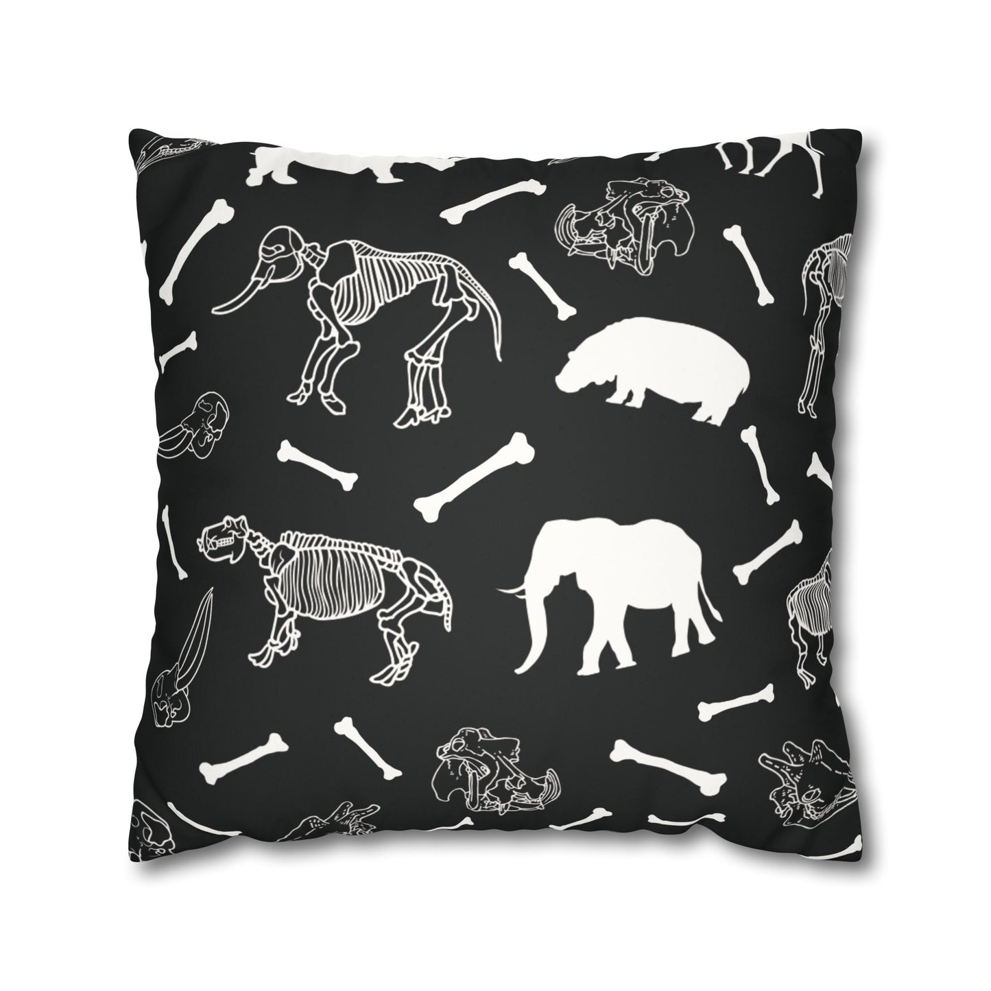 Animal Skeleton Lux Faux Suede Throw Pillow Cover – 18" x 18" & 20" x 20"