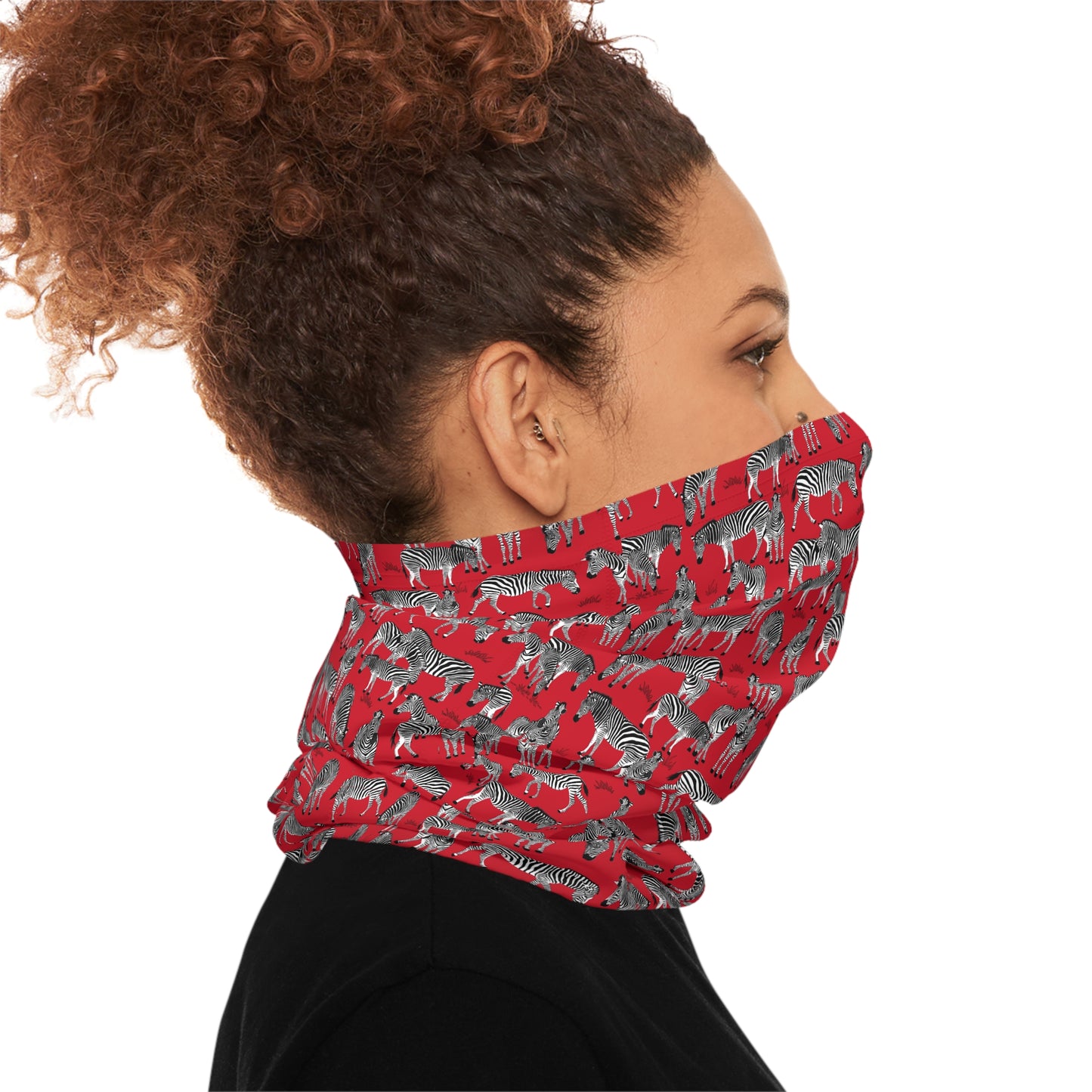 Colorful Lightweight Neck Gaiter with Zebra Herd Design (Red), Outdoor Accessory, Unique Gift, Hiking Gear, Nature-Themed Scarf