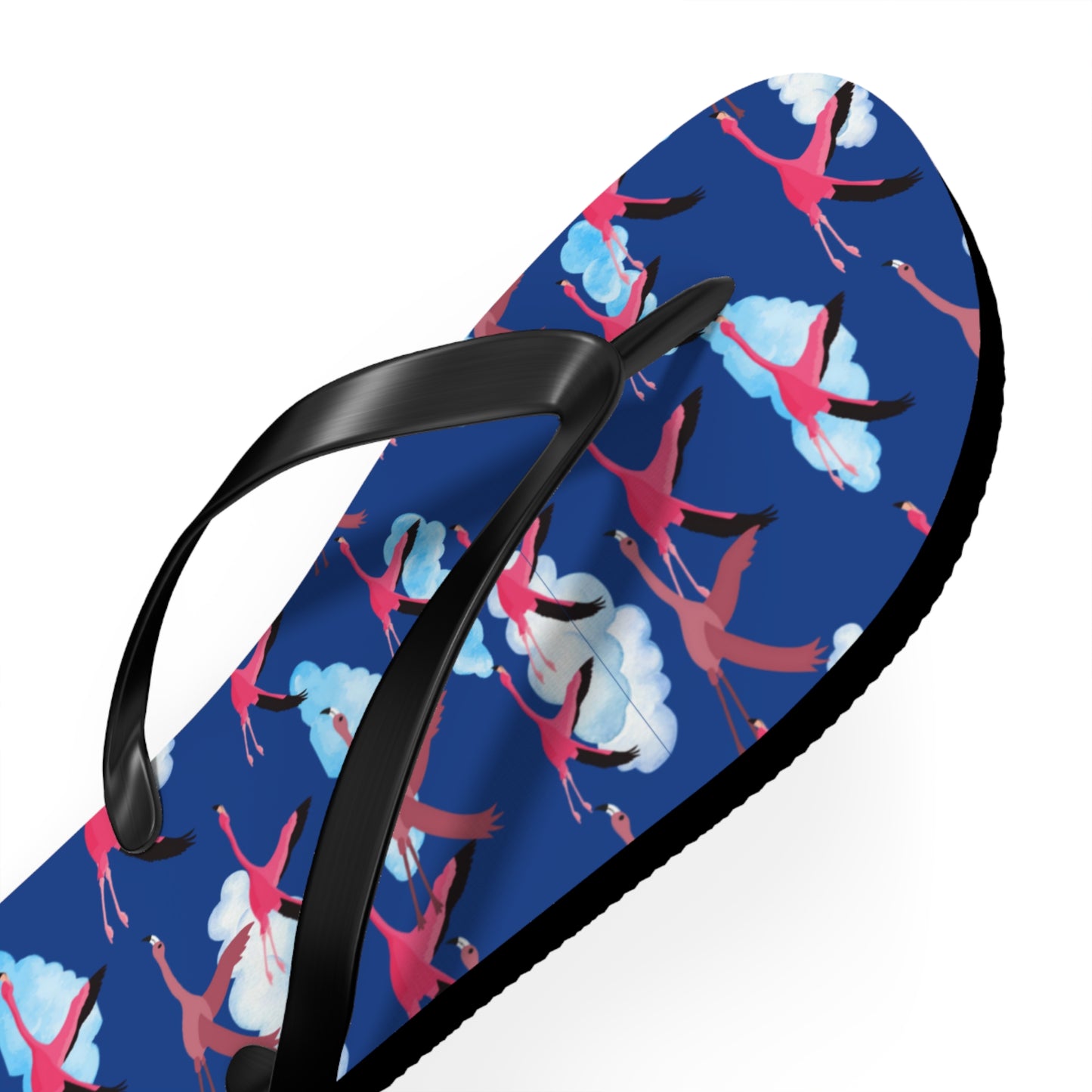 Flying Flamingo Print Flip Flops (Blue), Summer Sandals, Beach Footwear, Vacation Essentials, Gift for Nature Lovers, Cute Outdoor Wear