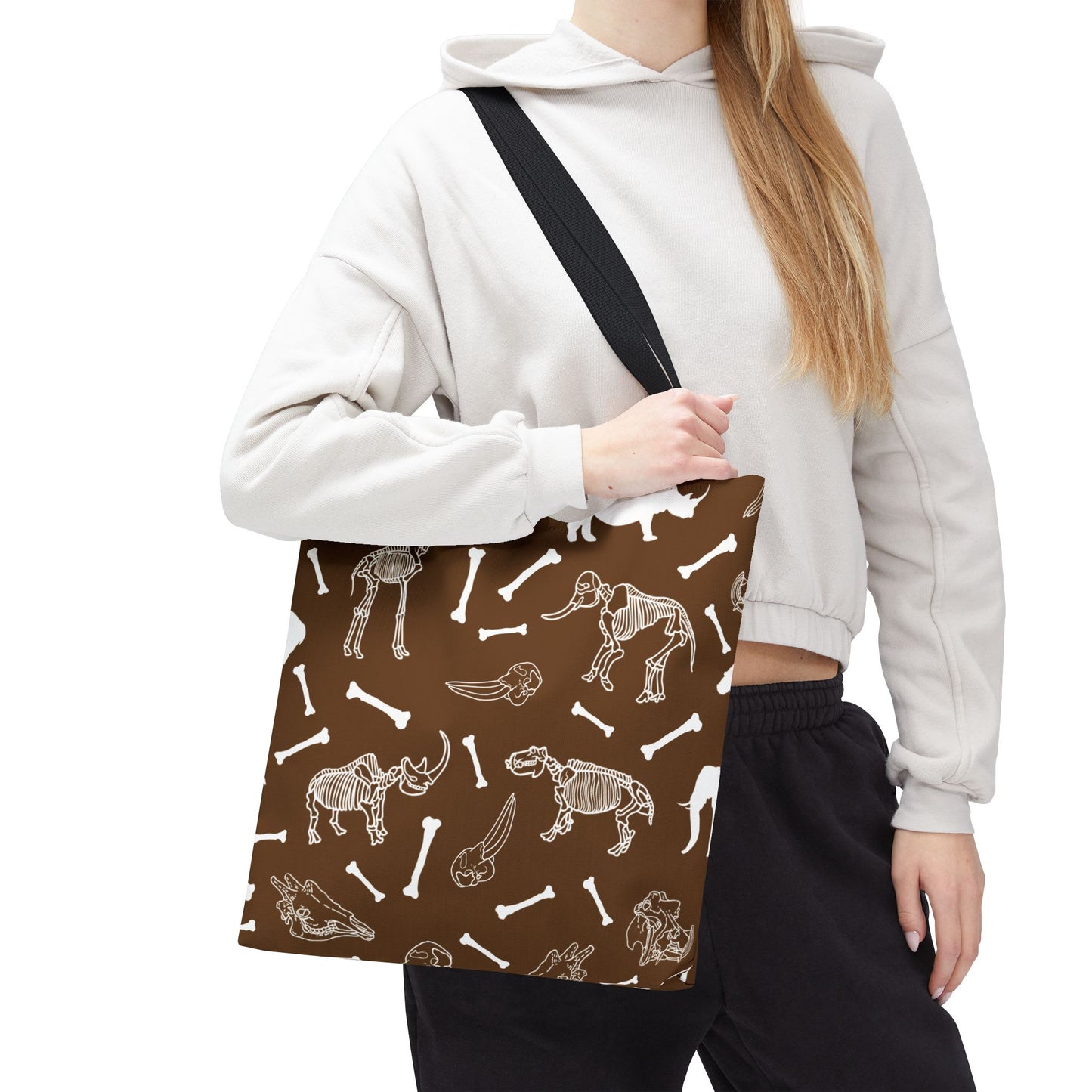 Whimsical Animal Skeletons Tote Bag (Brown), Perfect for Animal Lovers, Halloween, Eco-Friendly Bag, Gift for Pet Owners, Shopping Bag, Halloween Gift