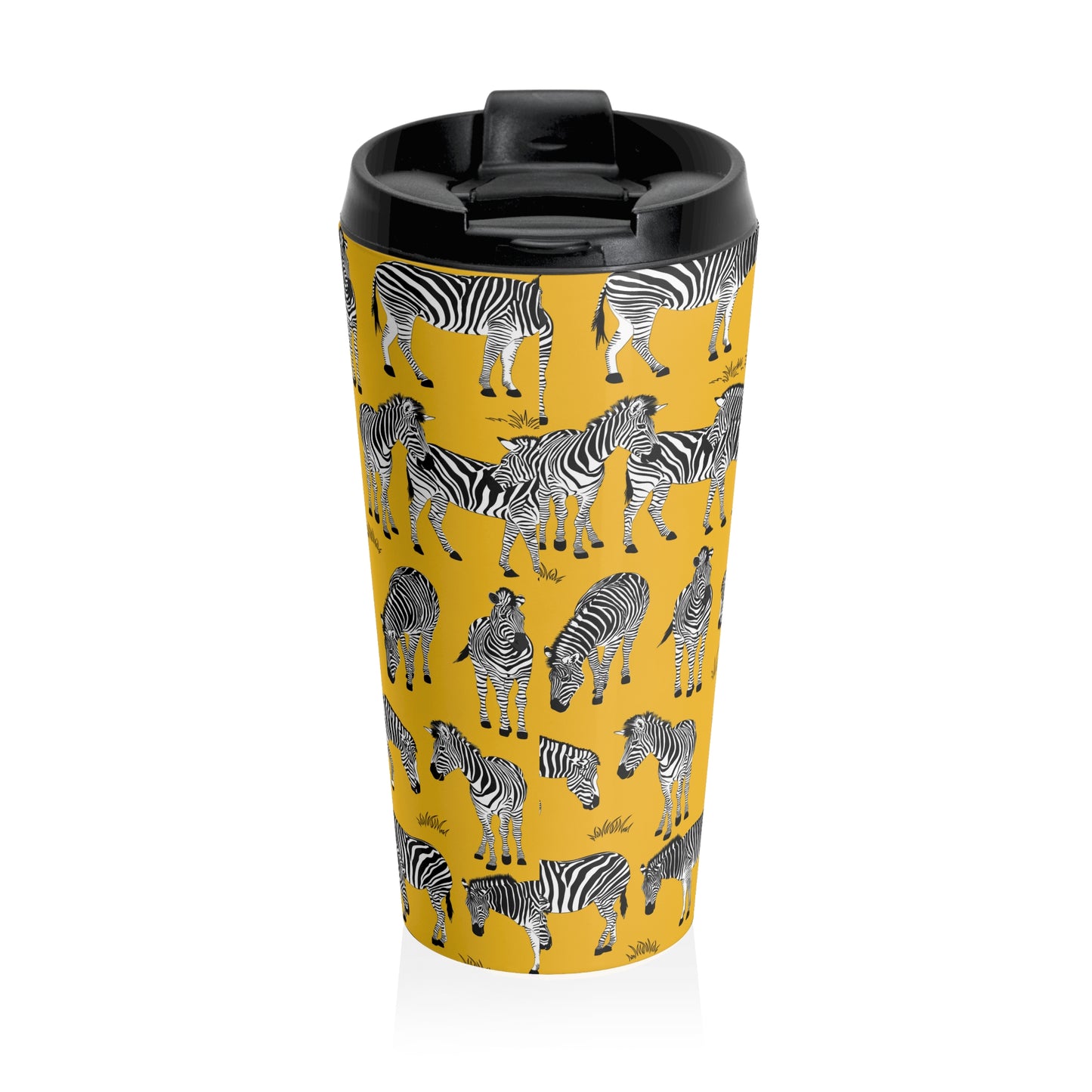 Zebra Pattern Stainless Steel Travel Mug (Yellow) | Stylish Travel Tumbler | Perfect Gift for Animal Lovers, Nature Enthusiasts, or Travel Junkies