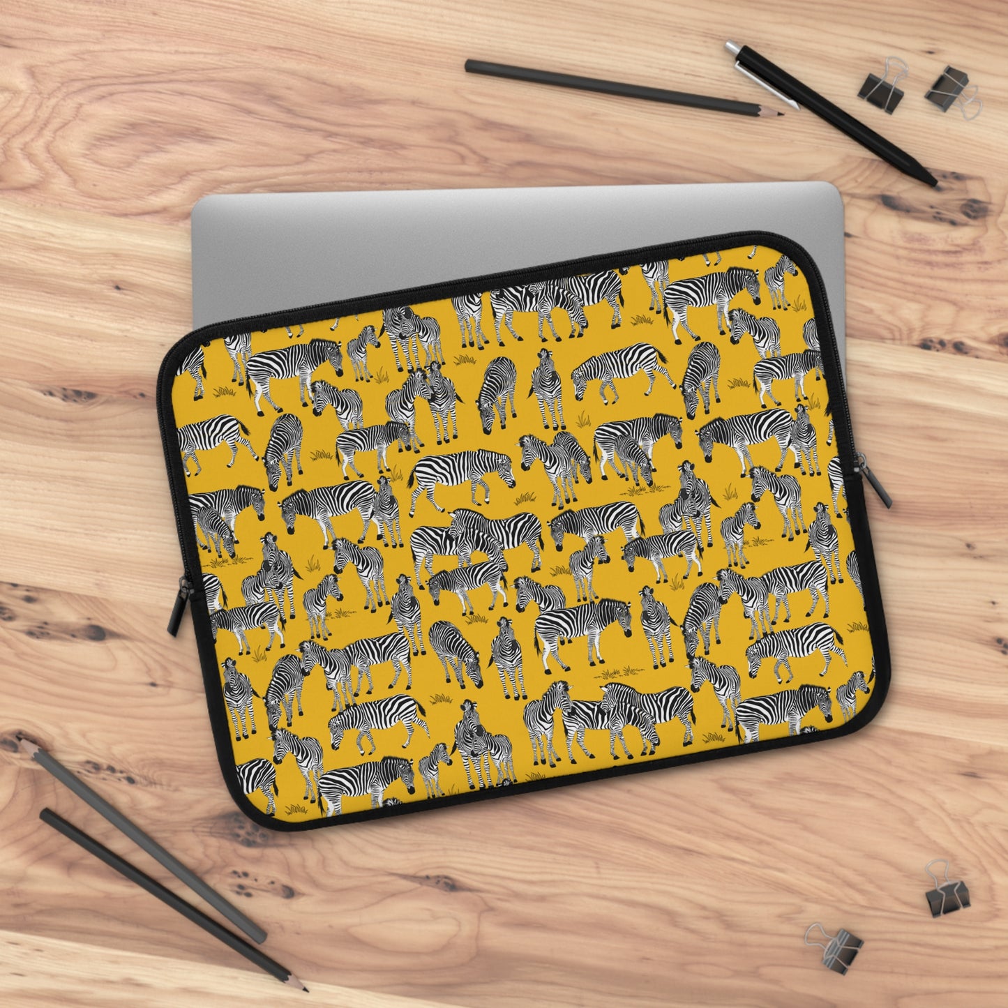 Zebra Herd Pattern Laptop Sleeve, Stylish Laptop Bag, Wildlife Laptop Cover, Gift for Bird Lovers, Laptop Case for Travel