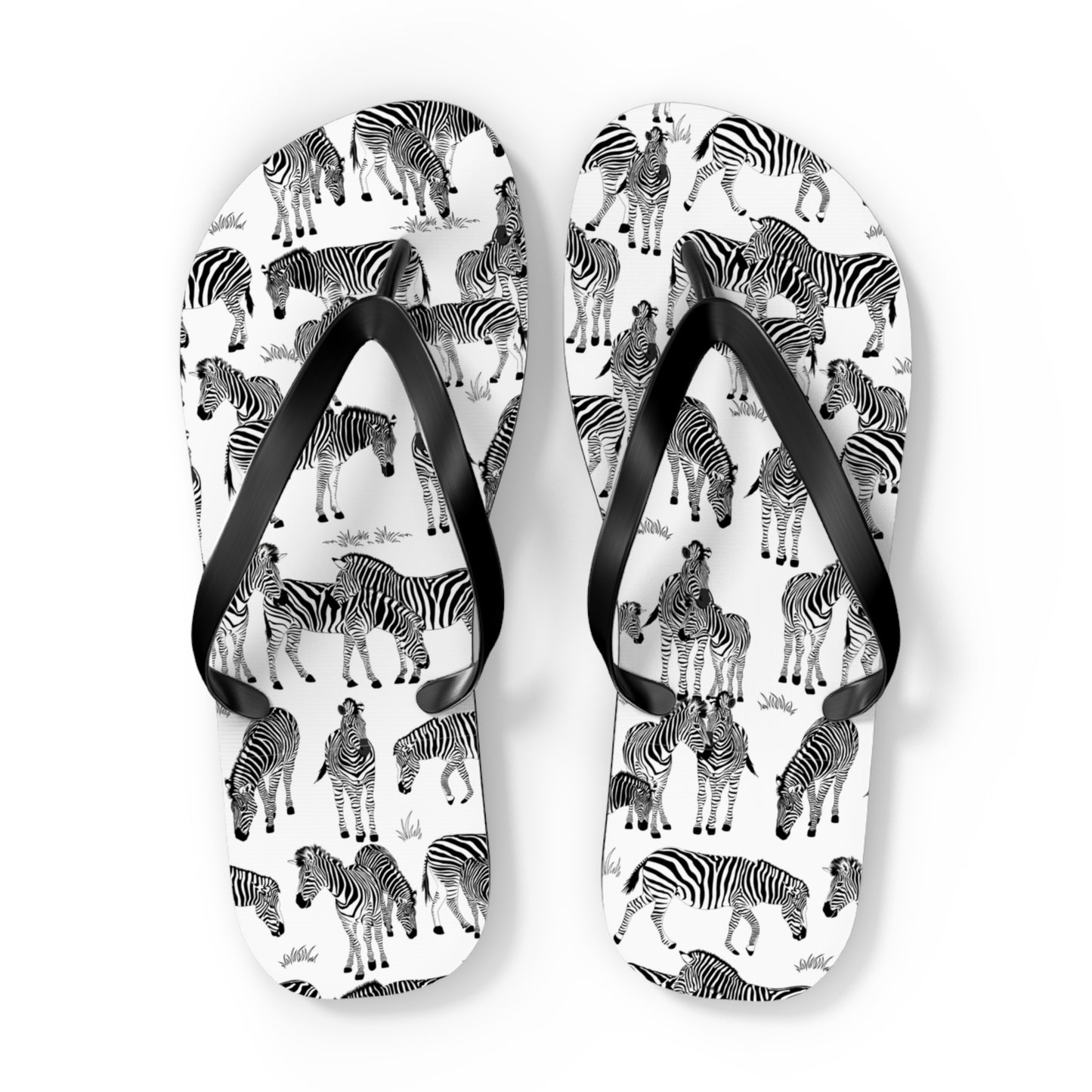 Zebra Print Flip Flops (White), Summer Sandals, Beach Footwear, Vacation Essentials, Gift for Nature Lovers, Cute Outdoor Wear