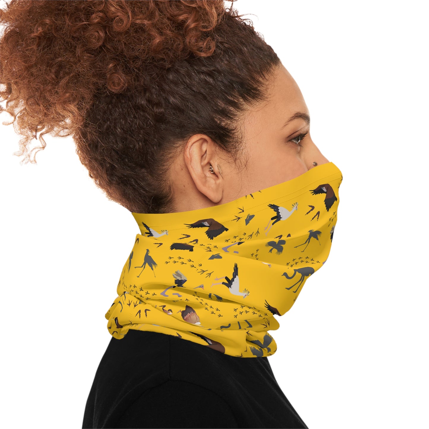 Colorful Lightweight Safari Bird Neck Gaiter with Safari Bird Design (Yellow), Outdoor Accessory, Unique Gift, Hiking Gear, Nature-Themed Scarf