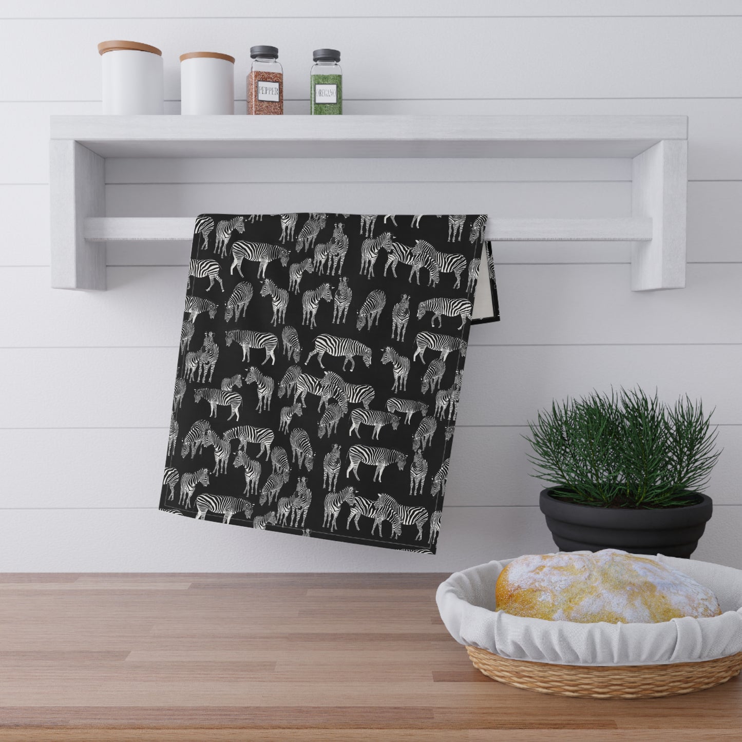 Charming Zebra Herd Print Tea Towels (Black), Rustic Kitchen Decor, Gift for Animal Lovers, Boho Kitchen Accessories