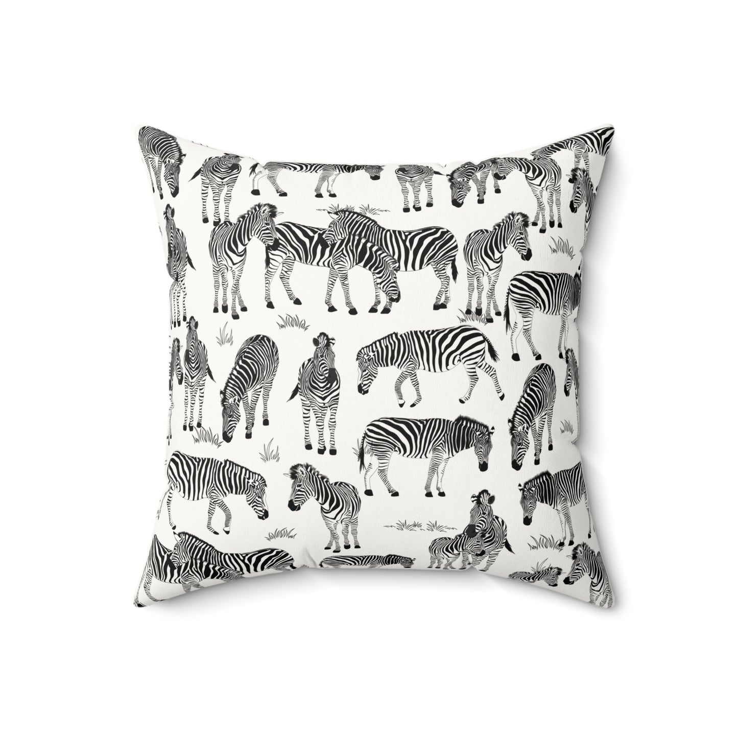 Zebra Herd Print Lux Faux Suede Throw Pillow with Insert - 18" x 18"& 20" 20" (White)