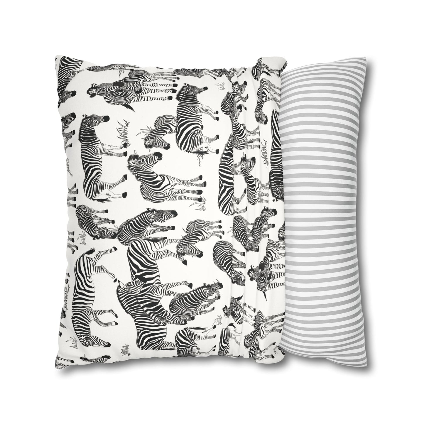 Zebra Herd Lux Faux Suede Throw Pillow Cover – 18" x 18" & 20" x 20" (White)