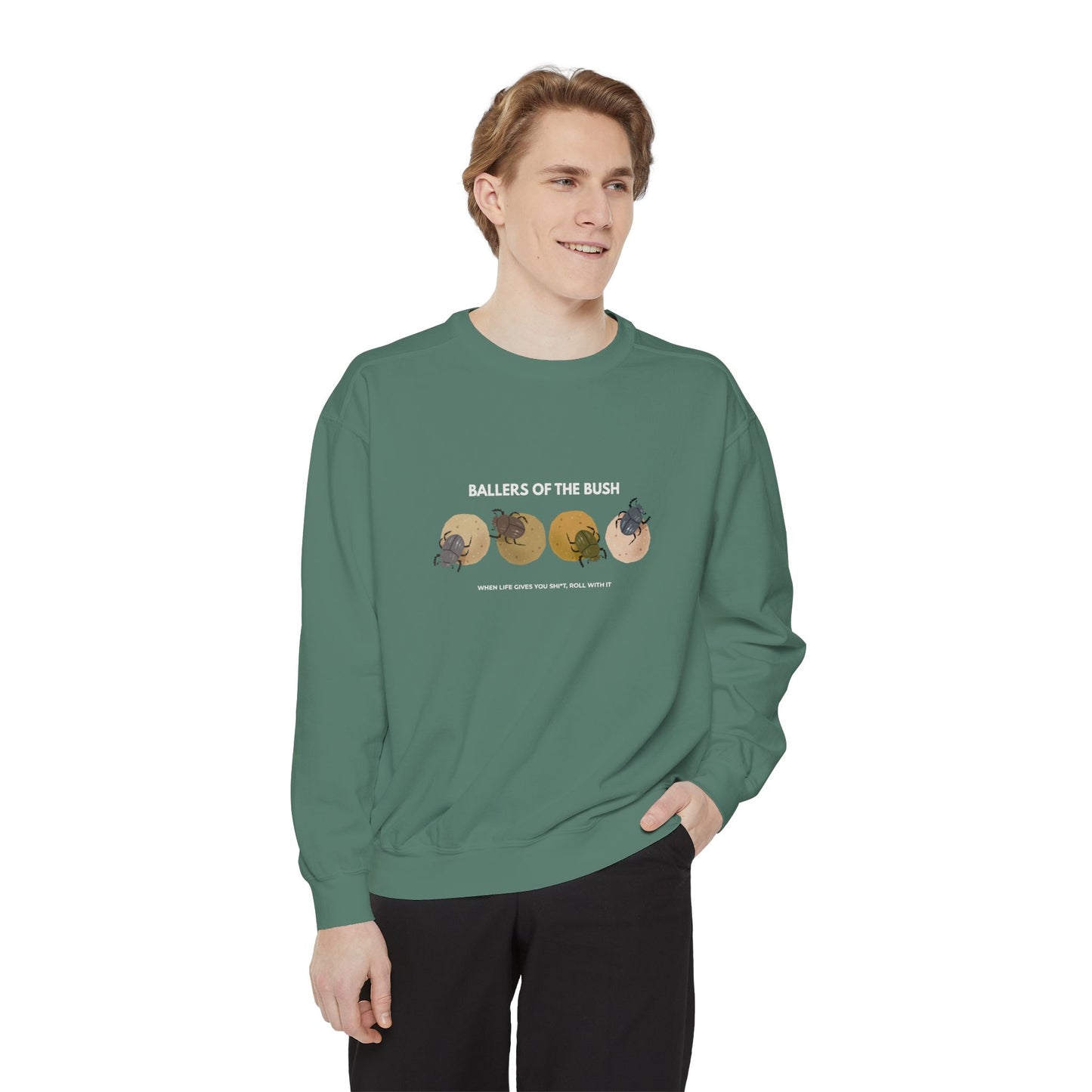 Rolling Dung Beetle Design Sweatshirt, Cozy Unisex Pullover, Perfect for Nature Lovers, Gifts for Biologists, Casual Layering Piece