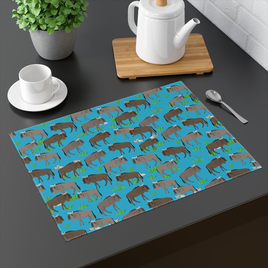 Wildebeest Herd Themed Placemat (Blue)