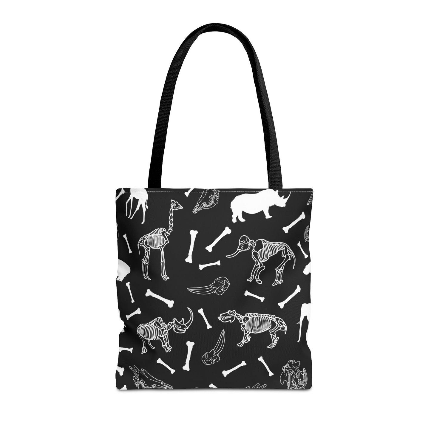 Whimsical Animal Skeletons Tote Bag (Black), Perfect for Animal Lovers, Halloween, Eco-Friendly Bag, Gift for Pet Owners, Shopping Bag, Halloween Gift
