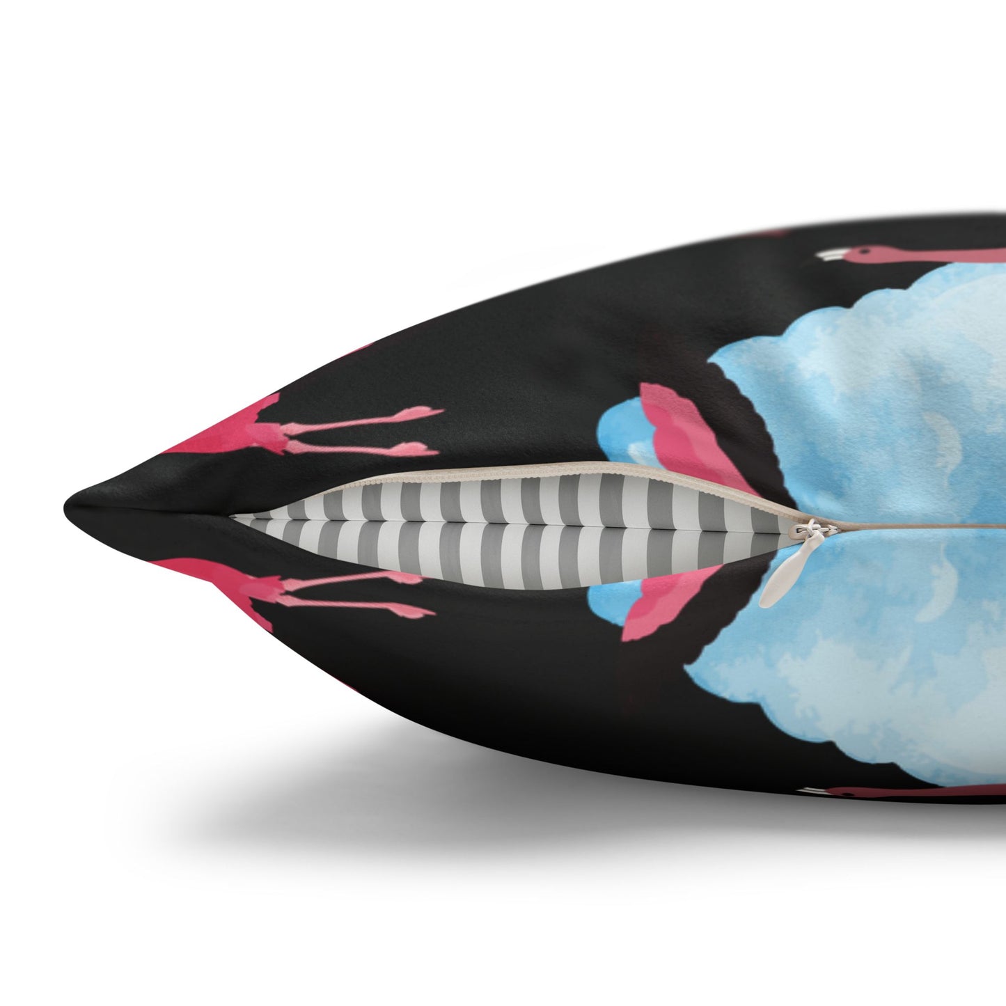 Flying Flamingo Lux Faux Suede Pillow Cover (Black) – 18" x 18" & 20" x 20"