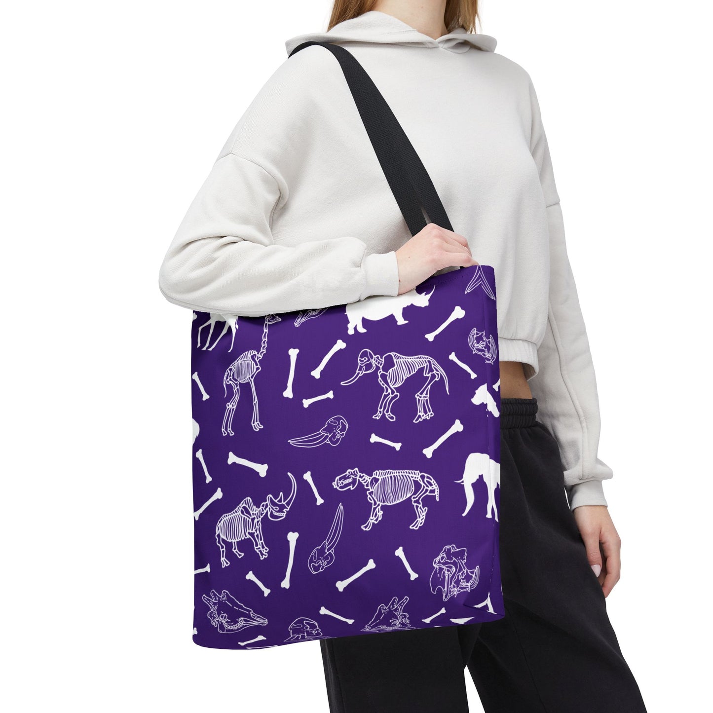 Whimsical Animal Skeletons Tote Bag (Purple), Perfect for Animal Lovers, Halloween, Eco-Friendly Bag, Gift for Pet Owners, Shopping Bag, Halloween Gift