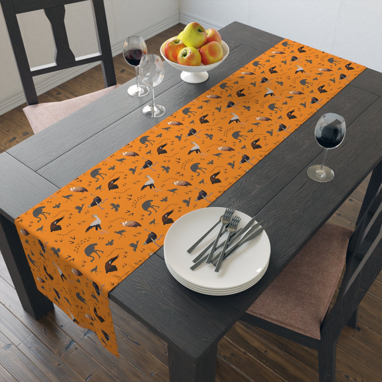 Table Runner - Safari Bird Print (Tangerine)