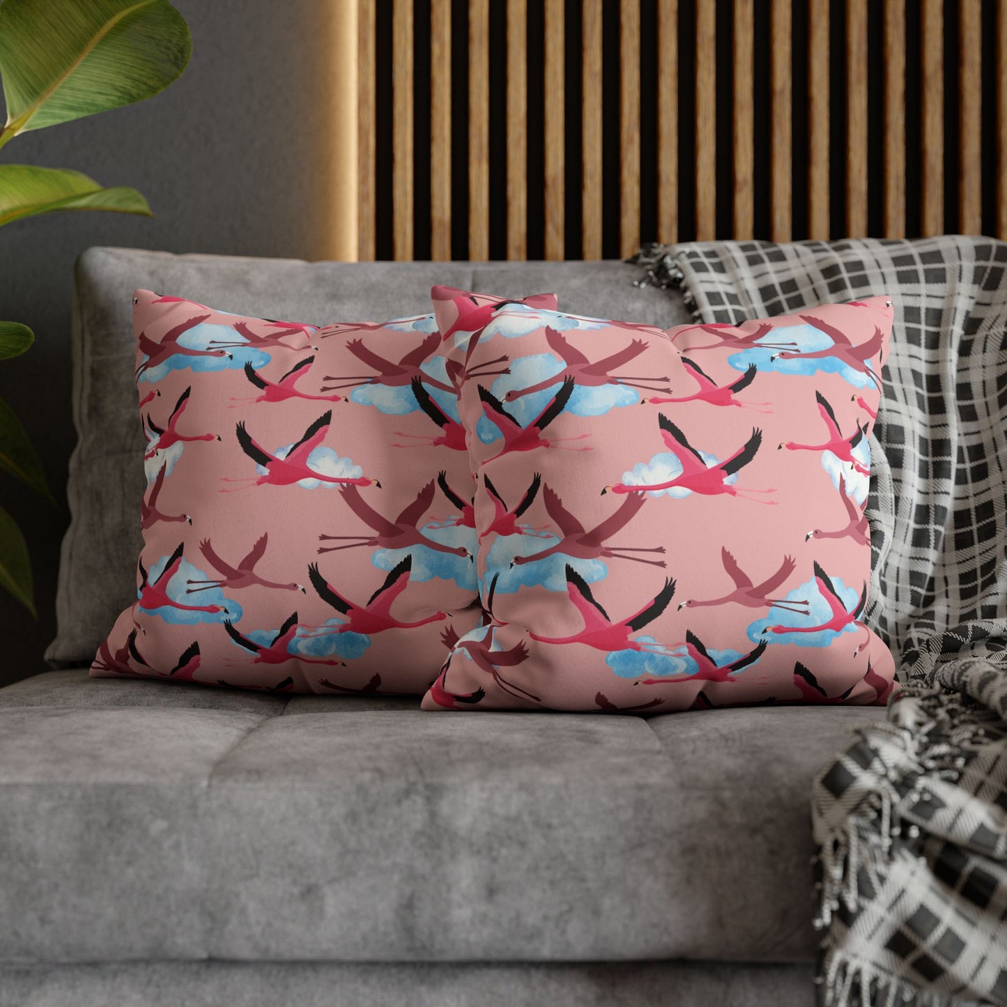 Flying Flamingo Lux Faux Suede Pillow Cover (Dusty Pink) – 18" x 18" & 20" x 20"