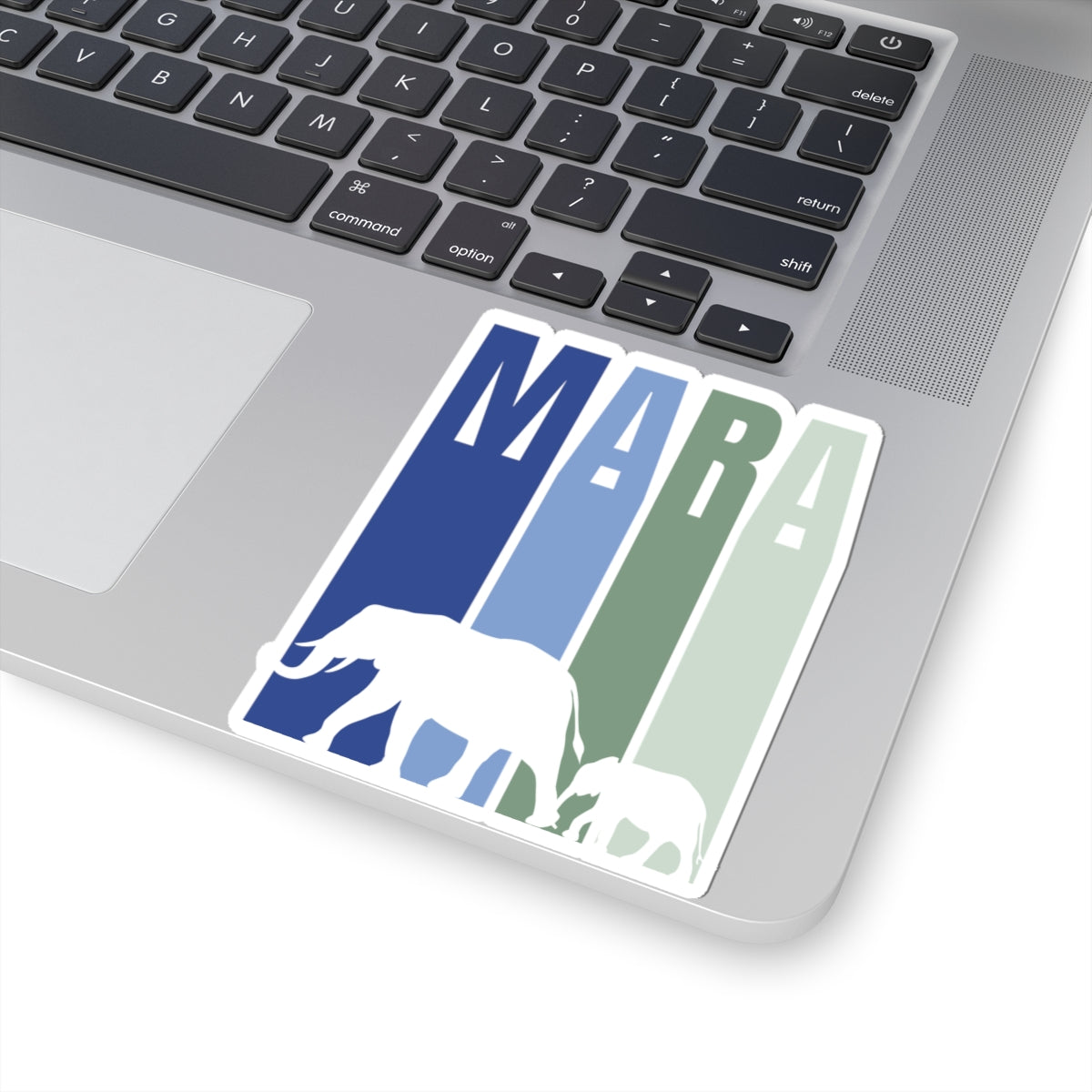 Safari Themed, Mummy and baby Elephants, Masai Mara, Blue, Vibrant Kiss-Cut Stickers for Laptop, Scrapbooking, Gifts, Eco-Friendly Decor, Customizable Designs