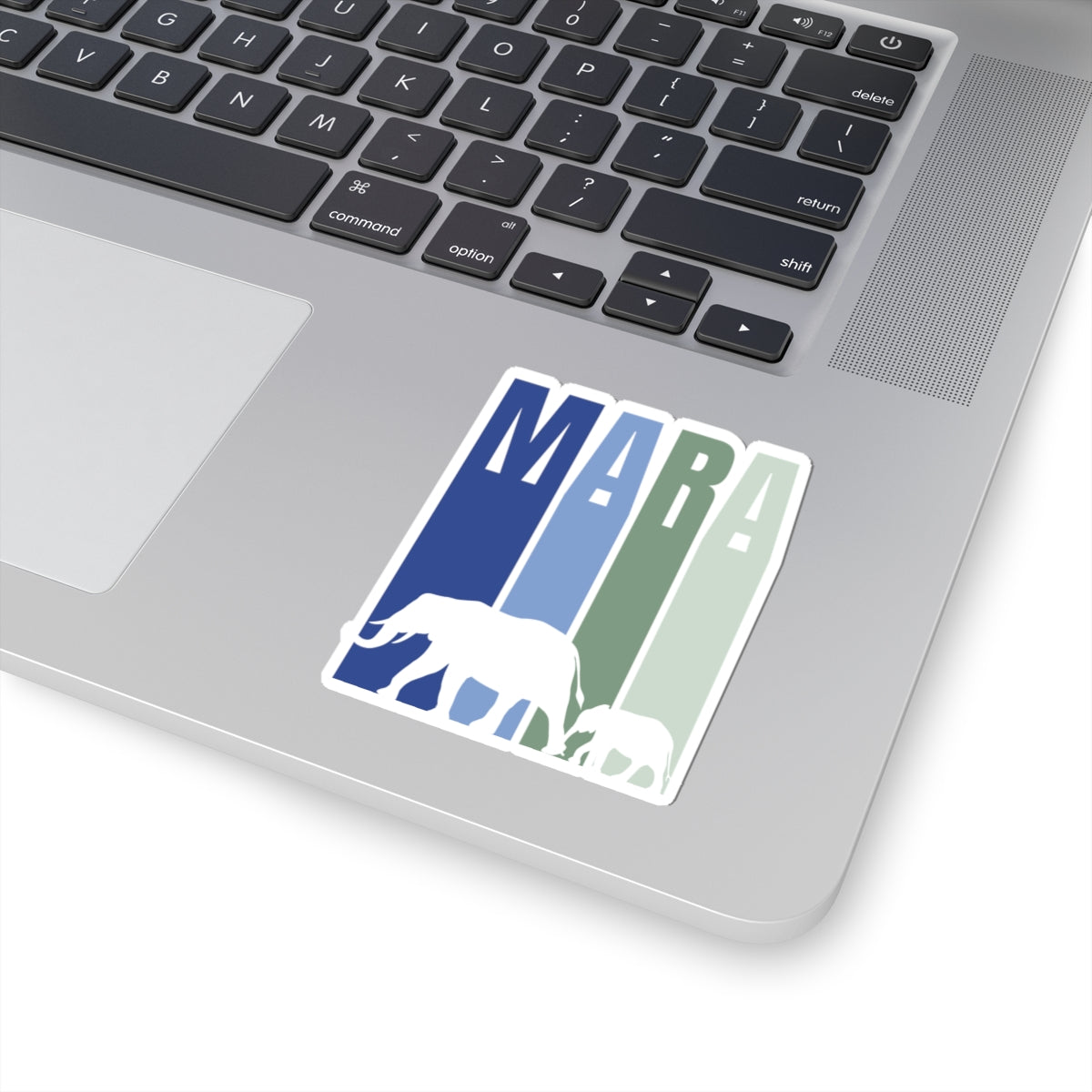 Safari Themed, Mummy and baby Elephants, Masai Mara, Blue, Vibrant Kiss-Cut Stickers for Laptop, Scrapbooking, Gifts, Eco-Friendly Decor, Customizable Designs