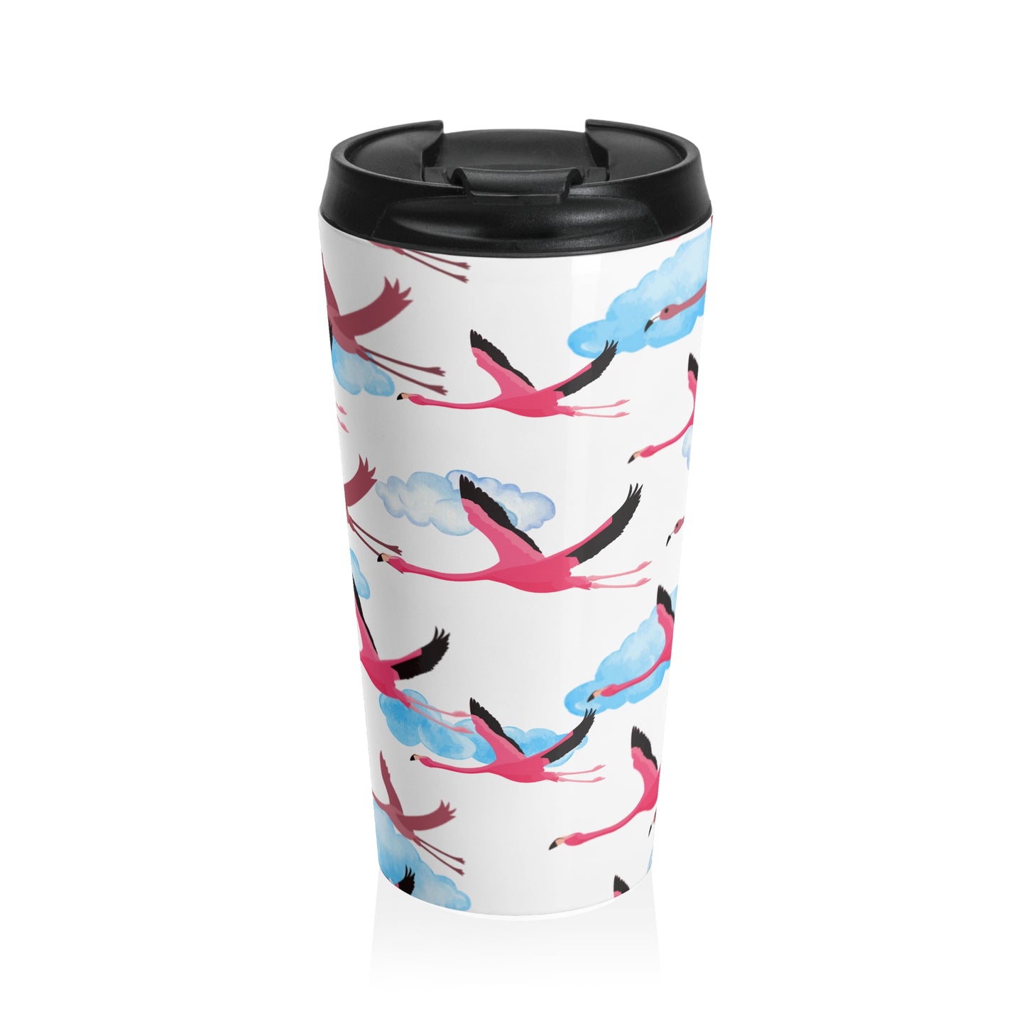 Flying Flamingo Pattern Stainless Steel Travel Mug | Stylish Travel Tumbler | Perfect Gift for Animal Lovers, Nature Enthusiasts, or Travel Junkies