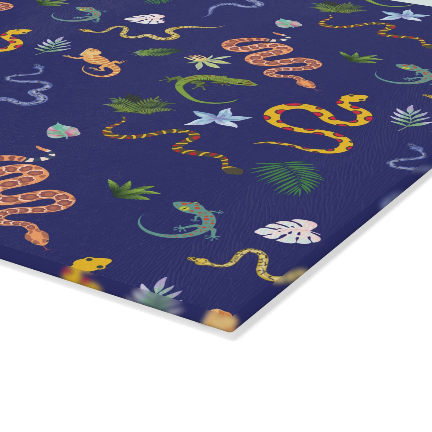 Dancing Reptile Glass Cutting Board