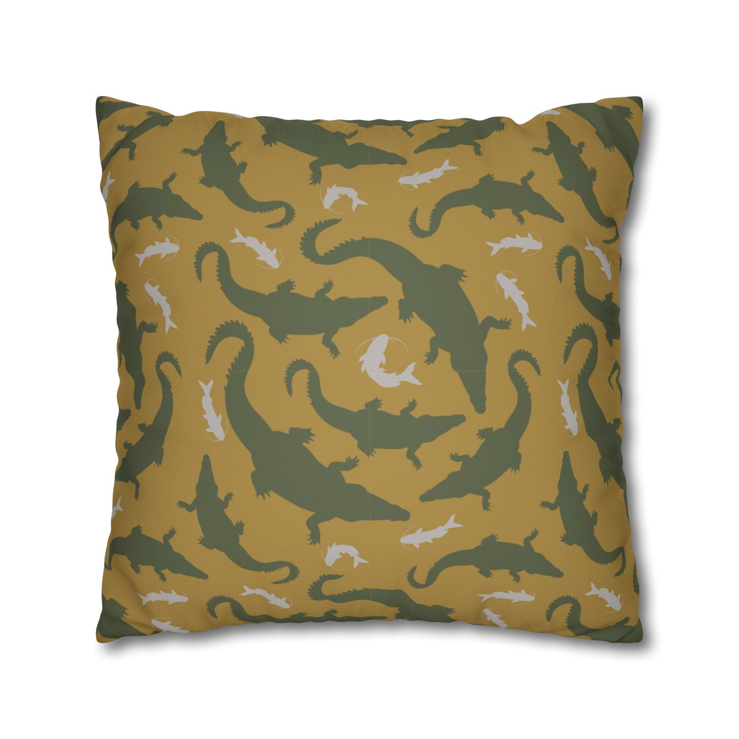 Crocodile Float Lux Faux Suede Throw Pillow Cover – 18" x 18" & 20" x 20"