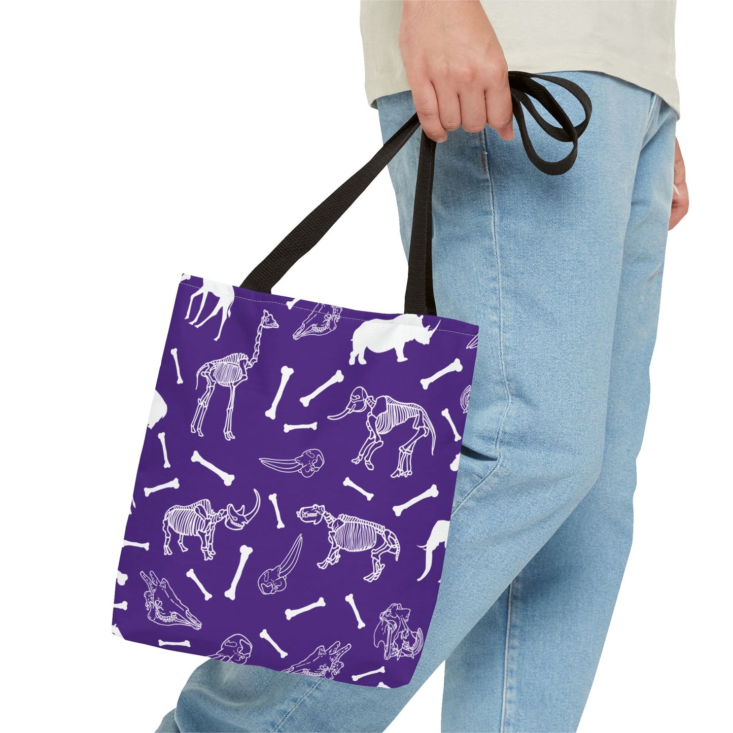Whimsical Animal Skeletons Tote Bag (Purple), Perfect for Animal Lovers, Halloween, Eco-Friendly Bag, Gift for Pet Owners, Shopping Bag, Halloween Gift