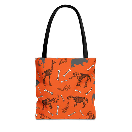 Whimsical Herbivore Animal Skeletons Tote Bag (Orange), Perfect for Animal Lovers, Halloween, Eco-Friendly Bag, Gift for Pet Owners, Shopping Bag, Halloween Gift