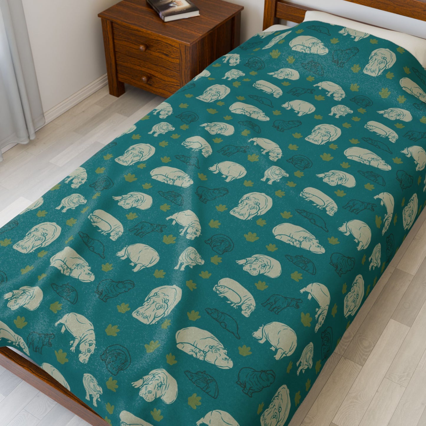 Hippo Pod Velveteen Plush Blanket