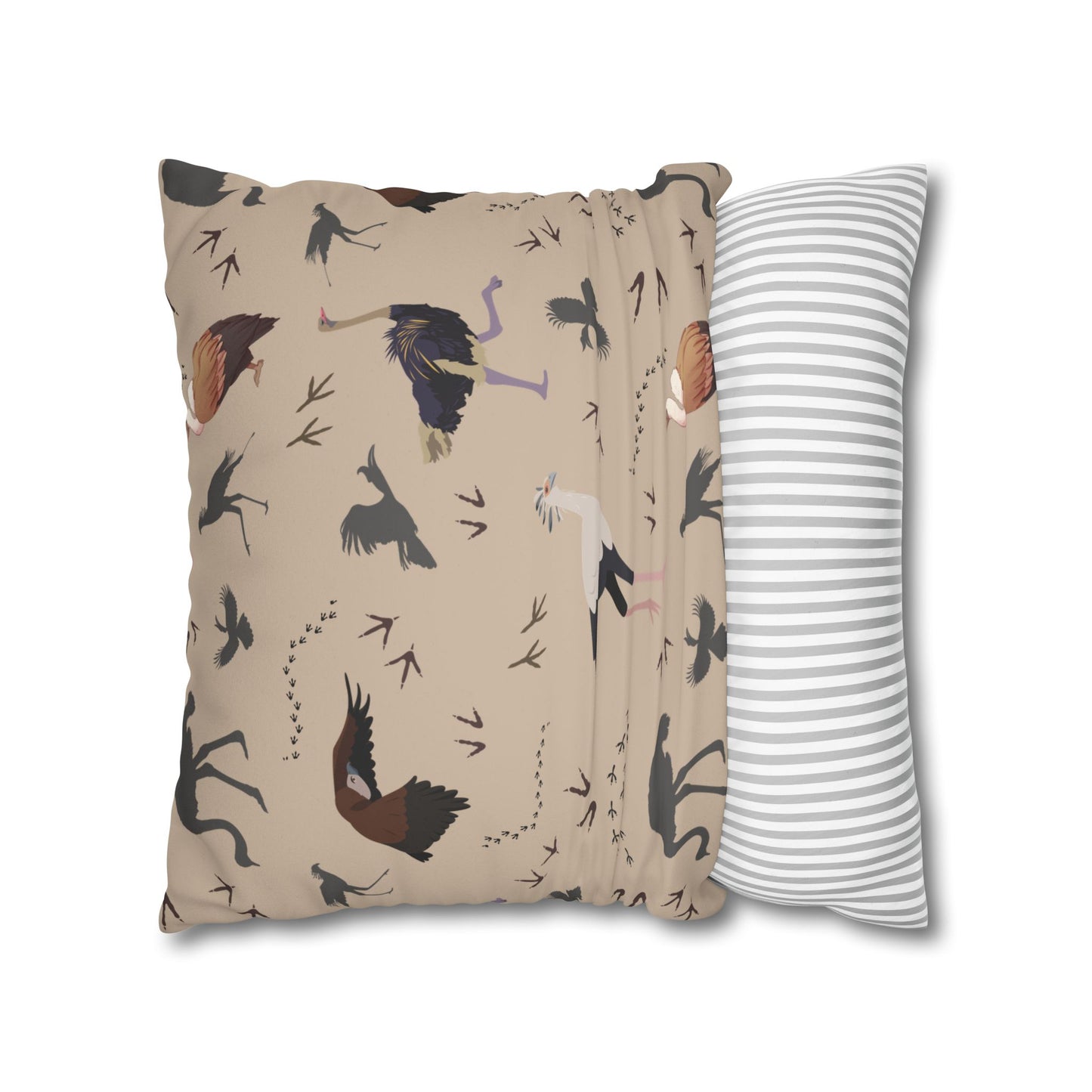 Safari Bird Lux Faux Suede Pillow Cover (Blush Clay) – 18" x 18" & 20" x 20"