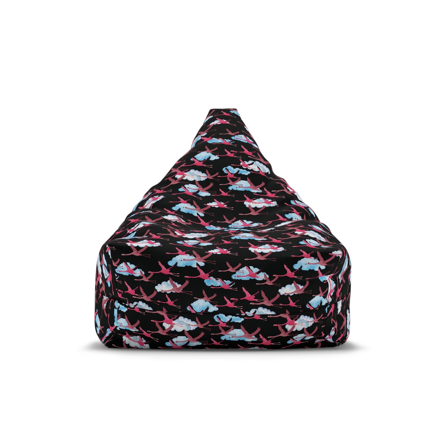 Bean Bag Chair Cover - Flying Flamingo Pattern (Black)