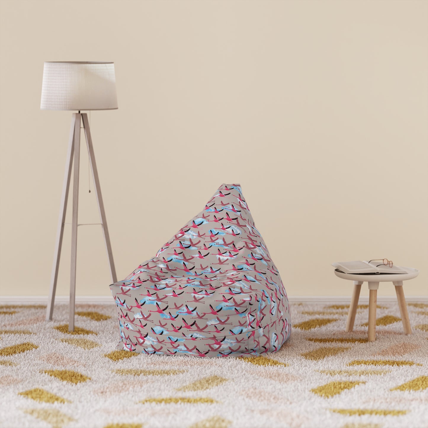 Bean Bag Chair Cover - Flying Flamingo Pattern (Wild Clay)