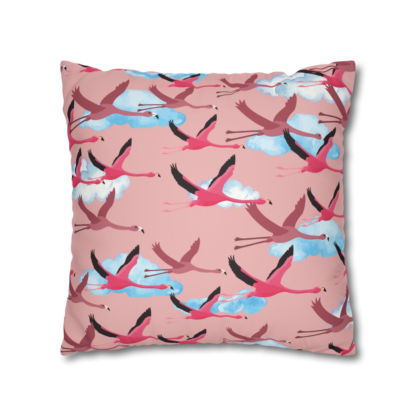 Flying Flamingo Lux Faux Suede Pillow Cover (Dusty Pink) – 18" x 18" & 20" x 20"