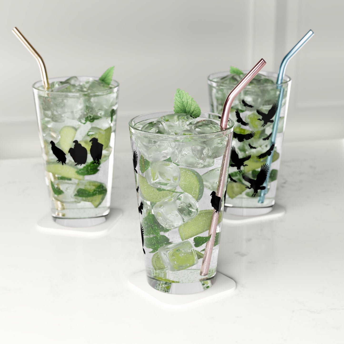 Soaring Vultures Print Pint Glass, 16oz Drinking Glass, Animal Lover Gift, Safari Decor, Unique Party Glassware, Gift for Him/Her