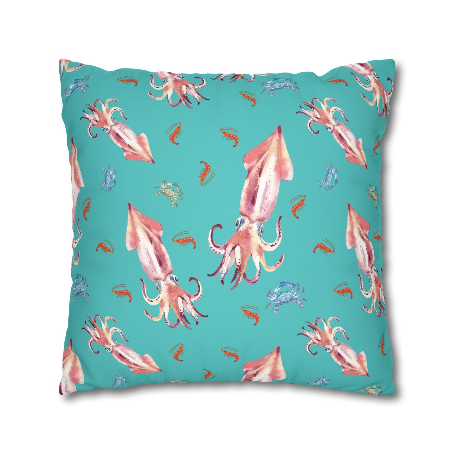 Squid Dining Lux Faux Suede Throw Pillow Cover – 18" x 18" & 20" x 20"