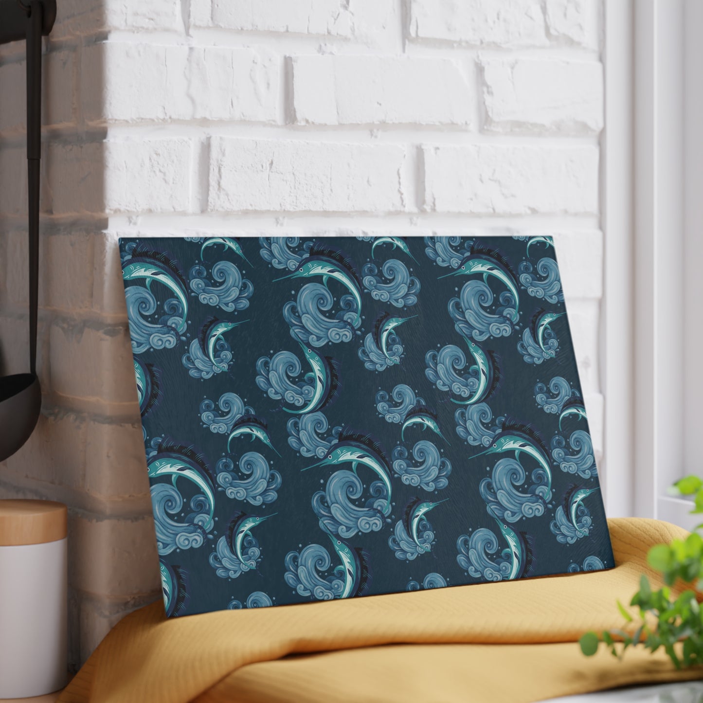 Jumping Marlin - Glass Cutting Board