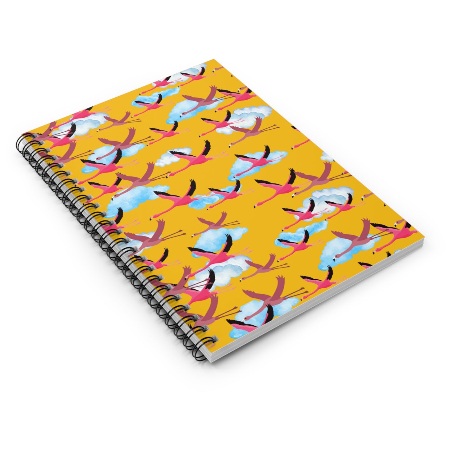 Spiral Notebook - Flying Flamingo Design