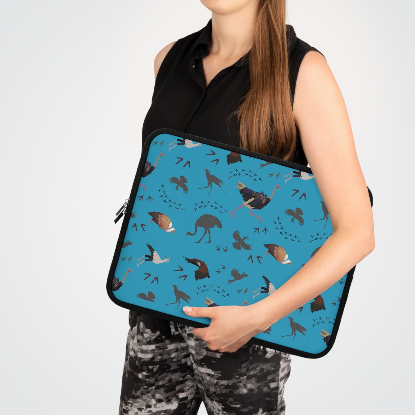 Safari Bird Pattern Laptop Sleeve, Stylish Laptop Bag, Wildlife Laptop Cover, Gift for Bird Lovers, Laptop Case for Travel