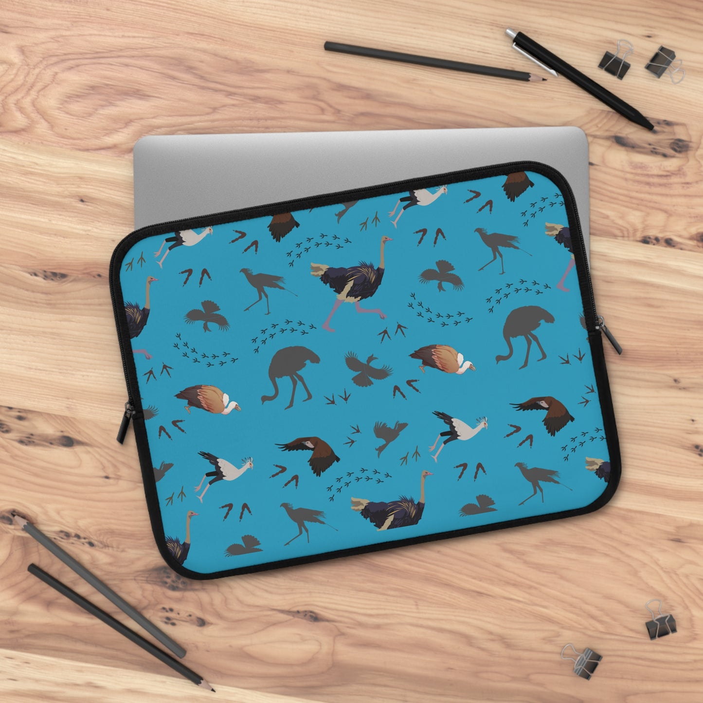Safari Bird Pattern Laptop Sleeve, Stylish Laptop Bag, Wildlife Laptop Cover, Gift for Bird Lovers, Laptop Case for Travel