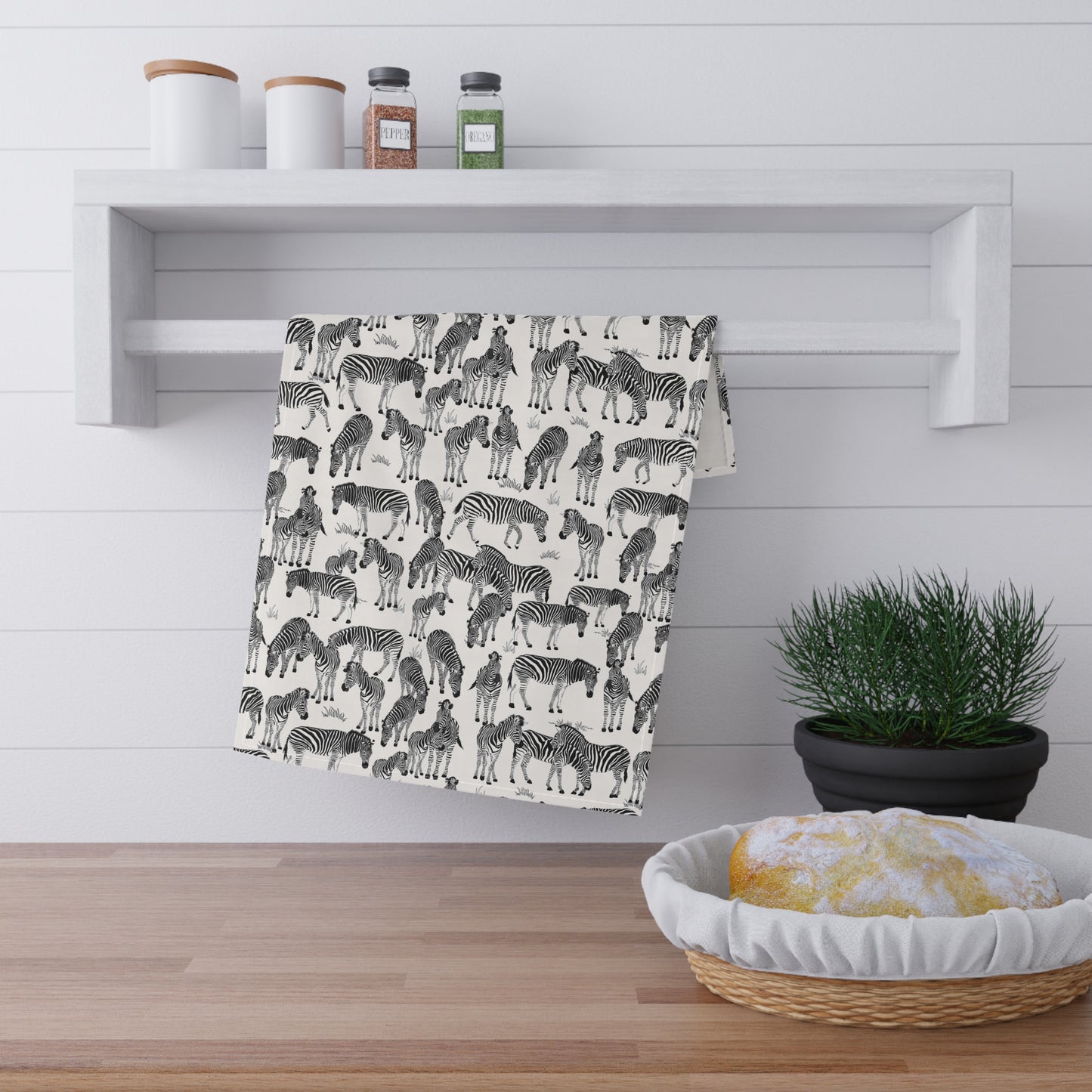 Charming Zebra Herd Print Tea Towels (White), Rustic Kitchen Decor, Gift for Animal Lovers, Boho Kitchen Accessories