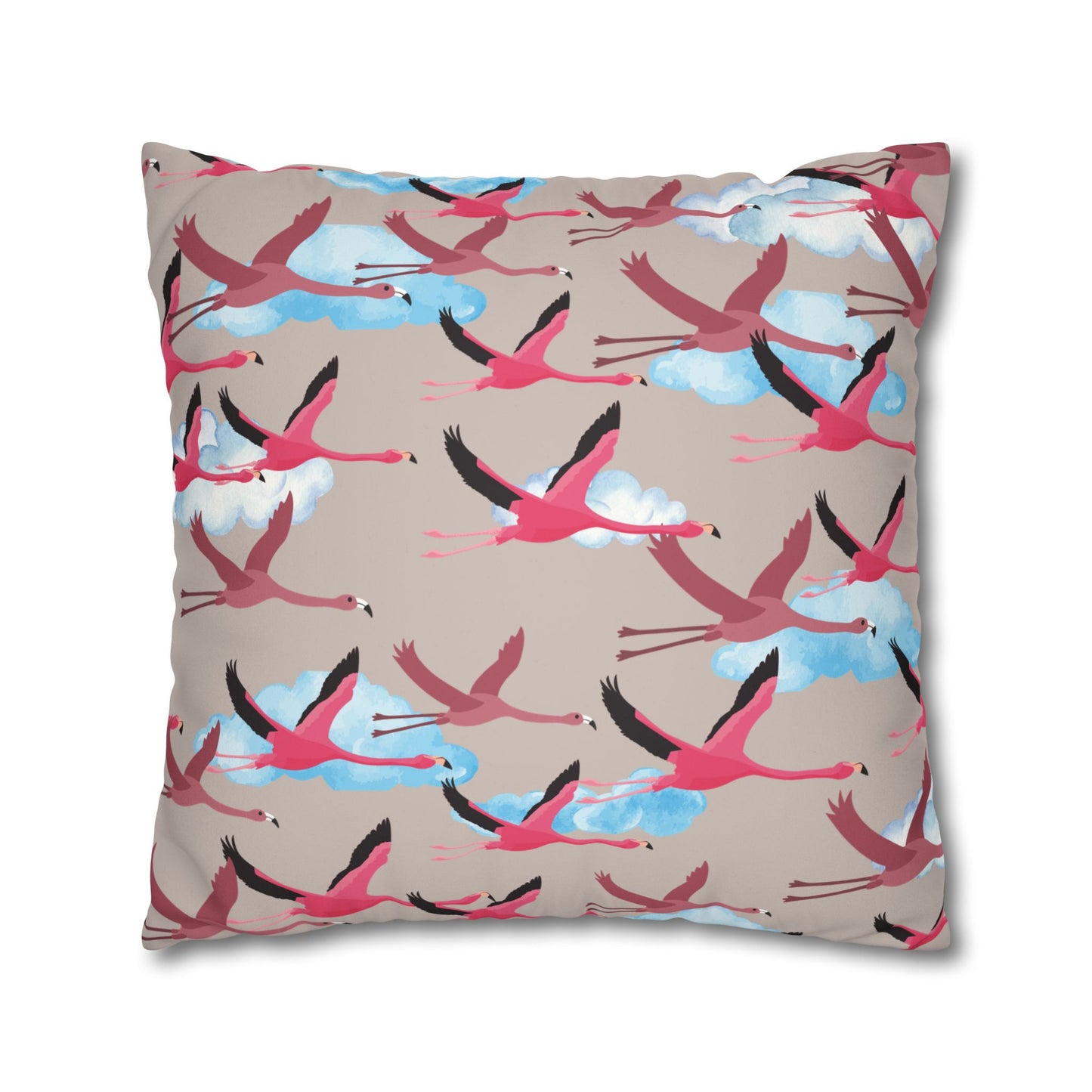Flying Flamingo Lux Faux Suede Pillow Cover (Wild Clay) – 18" x 18" & 20" x 20"