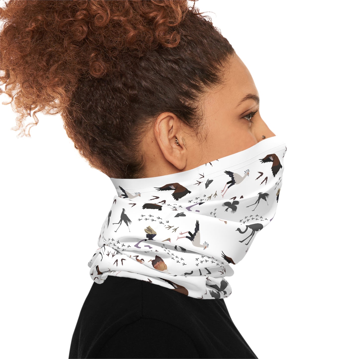 Colorful Lightweight Safari Bird Neck Gaiter with Safari Bird Design (White), Outdoor Accessory, Unique Gift, Hiking Gear, Nature-Themed Scarf